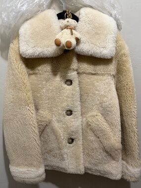 NWT COACH GENUINE SHEARLING, AND LEATHER COAT